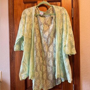 Lularoe mint, lace coverup